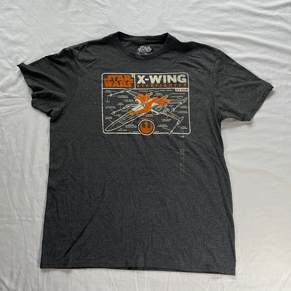 NWOT Grey Men's Star Wars Large The Rise of Skywalker X-Wing Schematic Frame Tee - Picture 4 of 9